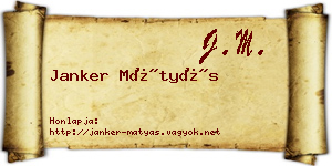 Janker Mátyás névjegykártya